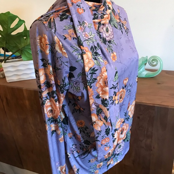 Zara Purple Flower Print Top - Picture 4 of 12